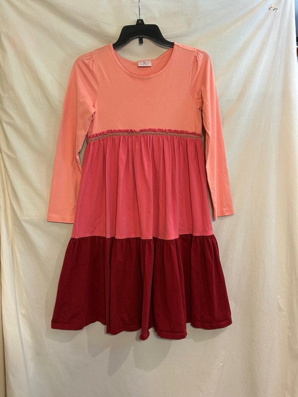 Hanna Andersson Girls  12 150cm Pink Coral Tiered Dress Classic Twirl
